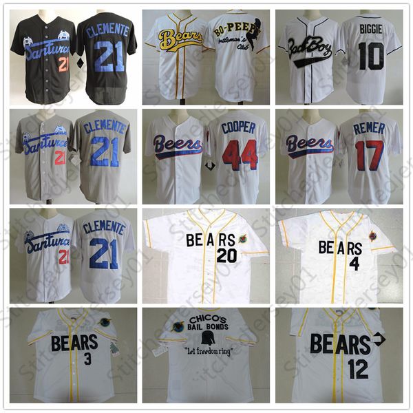 

movie baseball jersey bad jerseys 21 clemente 10 biggie 17 remer, Black