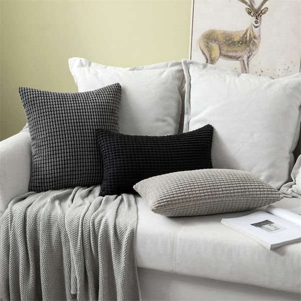 Travesseiro de travesseiro Capas de travesseiro listrado de milho capa de almofada de veludo macio decorativa para sofá -cama decoração de primavera 220623