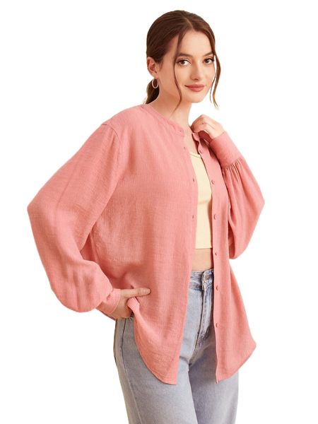 

drop shoulder high-low hem blouse f6wi#, White