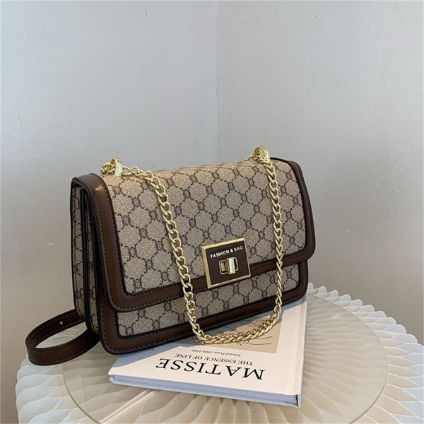 

women's new fashion texture printing messenger chain single armpit small square purses outlet online
