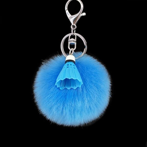 Keychains Pompom Ball Mini Badminton Key Ring handgefertigte geschwollene Bälle Keyrings Frauenbeutel Anhänger Charming Suspension DecorationKeychain