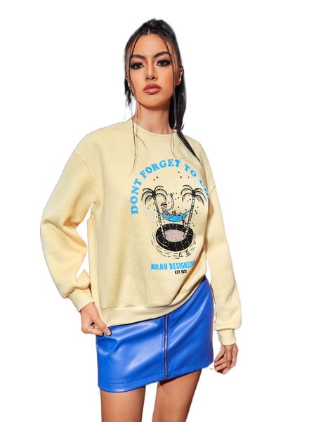 

x araustudio letter & skeleton graphic drop shoulder pullover v6ne#, Black