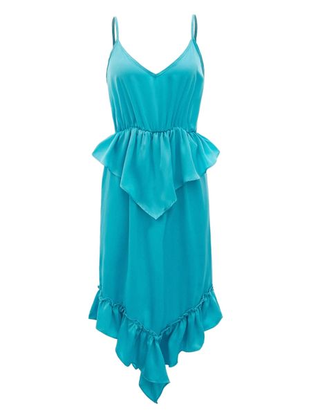 

x macario jimenez ruffle detail asymmetrical hem slip dress o0xj#, Black;gray