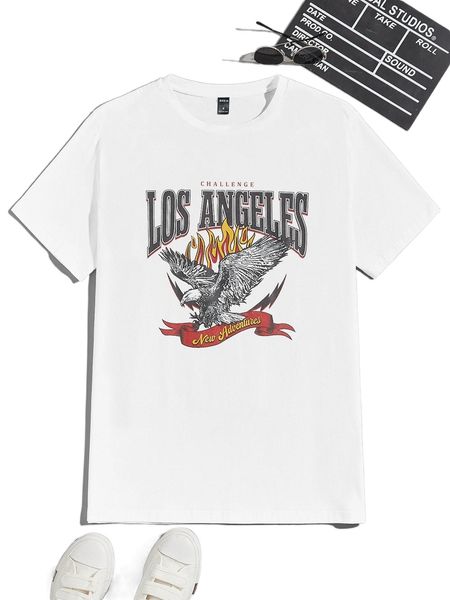 

men eagle & letter graphic tee q4ro#, White;black