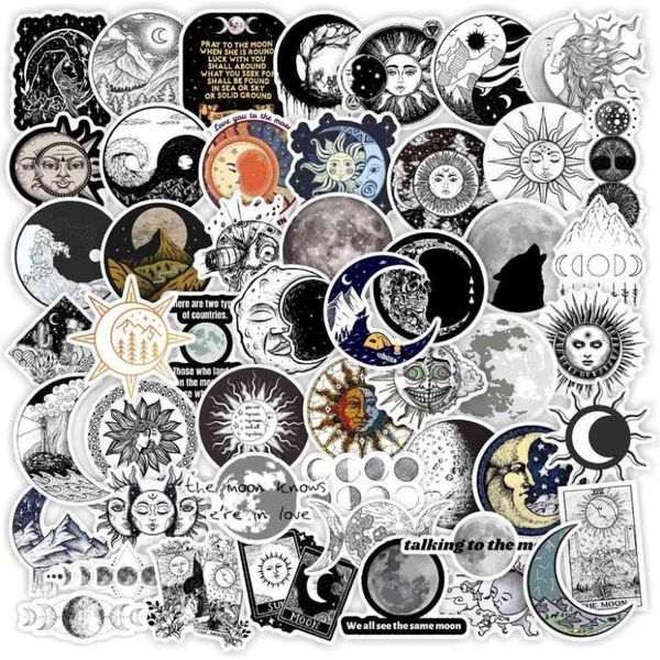 

50pcs/lot retro greek mythology triple moon goddess stickers sun moon graffiti sticker for diy luggage lapskateboard motorcycle bicycle deca