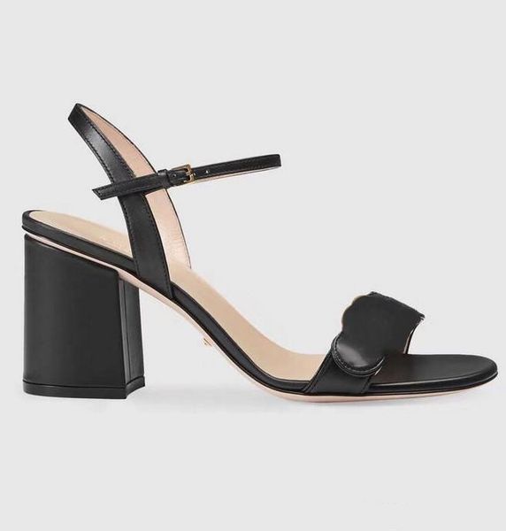 

women high heels sandals leather adjustable ankle strap chunky heel casual summer outdoor sandals, Black