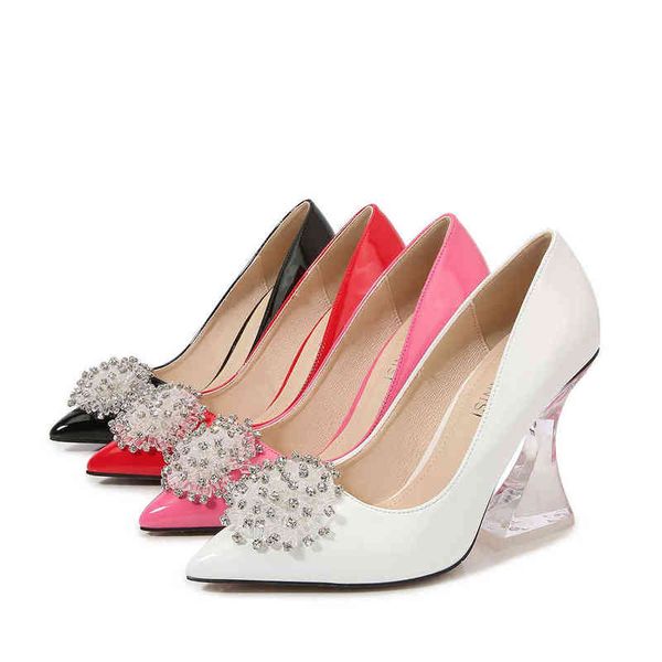 Sandalen Luxus Strass High Heels Koreanische Version Spitz Candy Farbe Transparent Chunky Heeled Sandalen Frauen Schuhe 220321