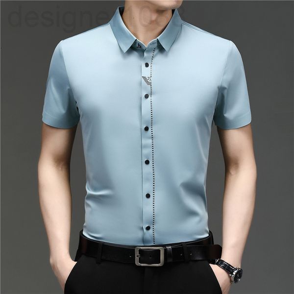 

men's casual shirts designer 2022 summer new style lapel solid color short sleeve shirt men's medium green business casual tha4, White;black
