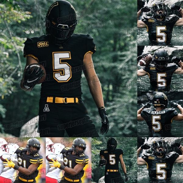 

a3740 2020 appalachian state mountaineers 5 thomas hennigan 8 marcus williams jr. 29 brendan harrington ryan huff mike evans ncaa football j, Black