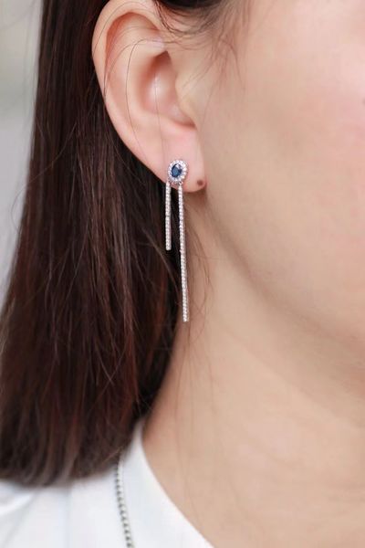 

sapphire drop earrings dangle & chandelier, Silver