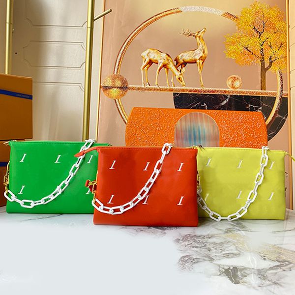 

chains baguette bag underarm clutch bags plain crossbody pillow bag women handbags genuine leather letter embossing detachable wide strap zi