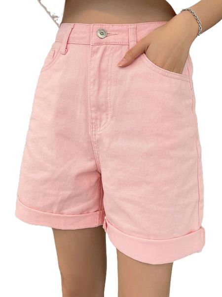 

dazy high waist fire & slogan embroidered denim shorts l6zt#, White;black