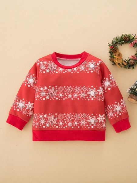 

baby christmas snowflake print pullover she, Black