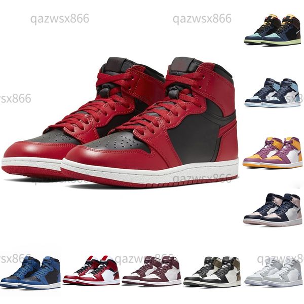 

jumpman 1 cactus jack obsidian basketball shoes slippers high dark mocha unc light s moke grey hyper chicago patent leather 1s men women tra, Black