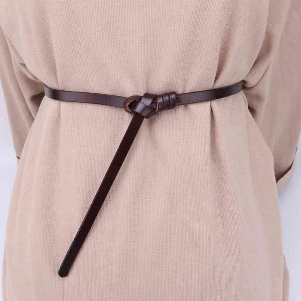 

belts knotted thin belt women's leather decoration simple and versatile cool ins style korean summer with fashionable small accessories, Black;brown