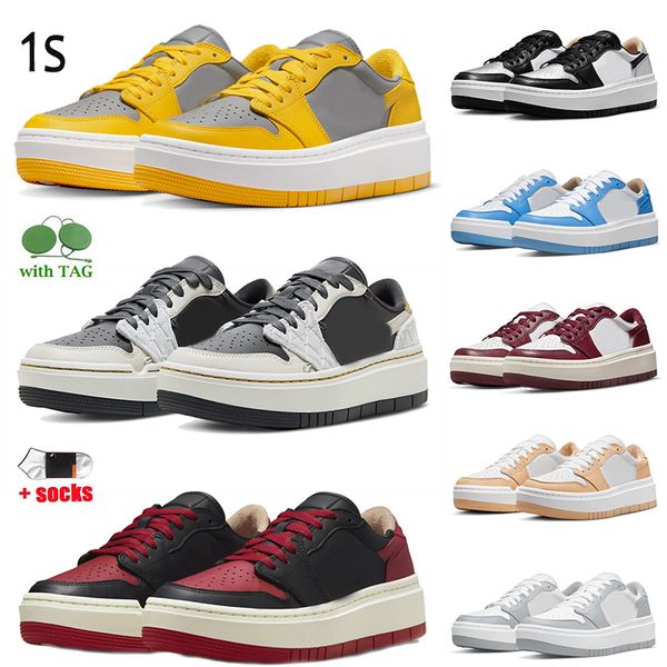 

2022 fashion women mens jumpman 1 low designer casual shoes elevate 1s bred removable beads cement grey varsity maize university blue black