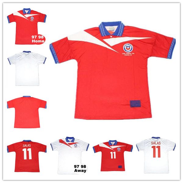 

custom 1998 retro chile soccer jersey 98 home red vintage football shirts classic uniform #11 salas zamorano neira rozental acuna sierra s-2, Black;yellow
