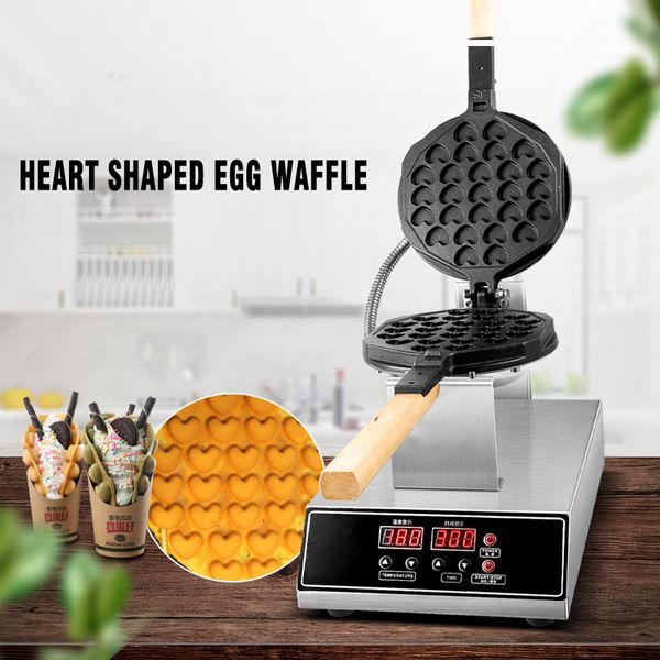 Coração de coração elétrico Bubble Waffle Maker Comercial Computer Control Eggettes Waffles Bolo de bolo de ferro Bolhas Máquina de Waffles