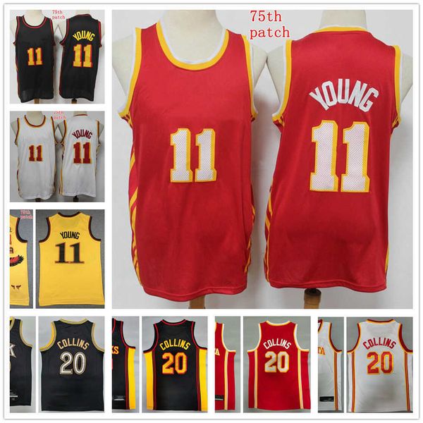 

2022 new 75th city basketball 11 trae 20 john young collins morant ball caruso red black white jersey for man, Black;red