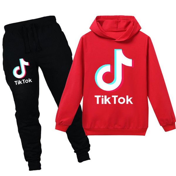 

kids tracksuit boys casual clothes 2 pieces set pants costume print tik tok sport suit for girl teen long sleeve sweatshirt hoodie249l, White