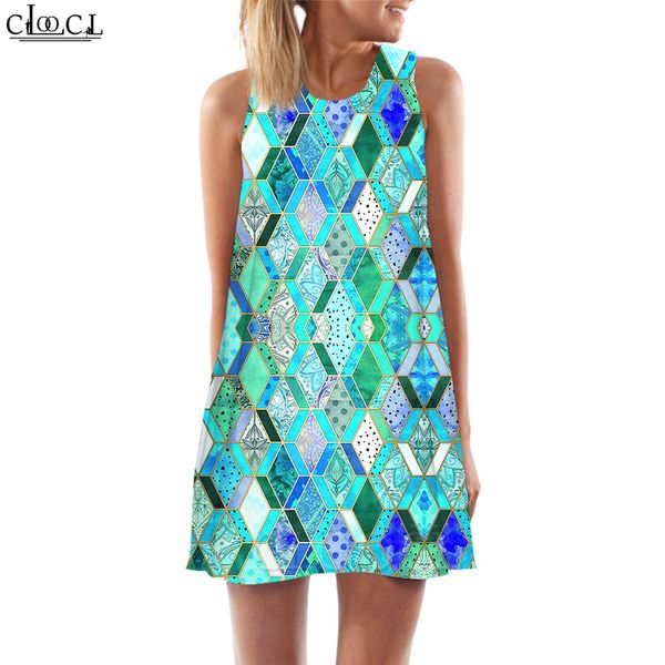 

women tank diamond graphics 3d printed loose round neck vest dress summer short female sleeveless princess dress 220616, Black;gray