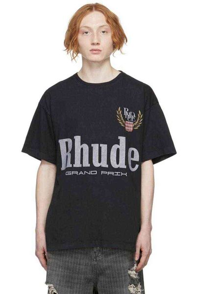 

classic letter designer printing rhude t shirt men women eu size cotton tees streetwear summer mon compte high-quality, White;black