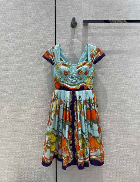 

european trendy tropical fruit printed strapless dress, Black;gray