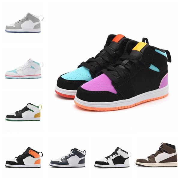 

2022 new selling designer infant ts kids basketball shoes dark mocha trainers edge glow volt gold high light smoke grey pink candy small big, Black