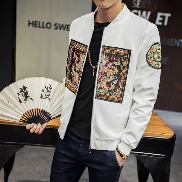 Весенняя осенняя куртка бомбардировки мужчин новая мода китайская длинная куртки Pao Men Slim Fit Casual Mens Coats Wurthbreaker 5xlm Sale T200502