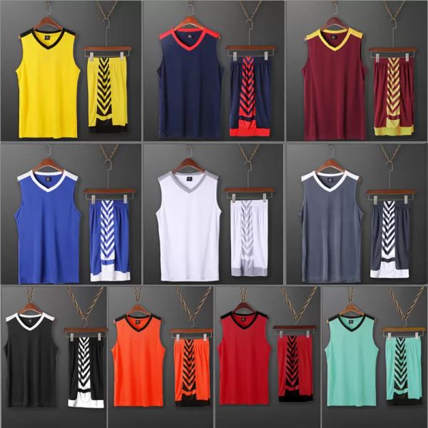 

men kid basketball jerseys sets boys college mens basketball uniforms sport kit shirts shorts set cloth breathable custom print, Black