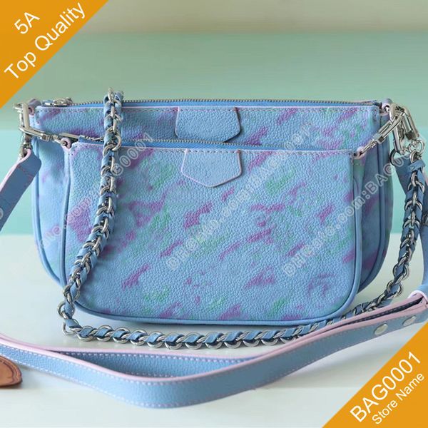

women bags multi pochette accessoires pockets two in one m46093 fashion fresh gradient hobos soft leather painted shoulderbag with box b319