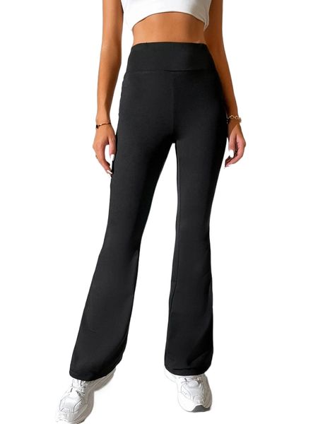 

tall high waist flare leg pants z8r6#, Black;white