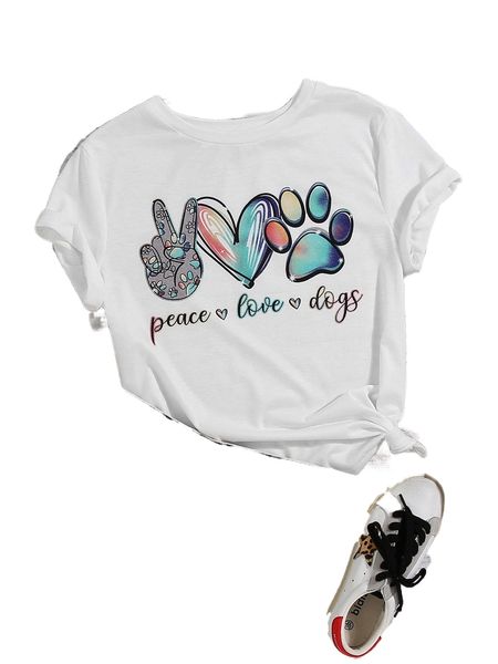 

plus letter & heart print tee n0lz#, Black