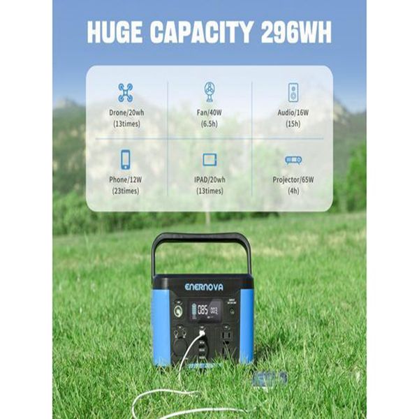 

portable power station 296wh mobile power bank with ac outlet backup lithium battery solar generatorsolar panel optional for outdoors campin
