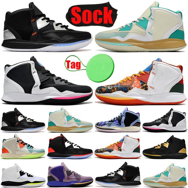

with sock tag kyrie 8 mens basketball shoes fire and ice keep sue fresh aluminum men trainers sports sneakers runners size 40-46 fashion jor