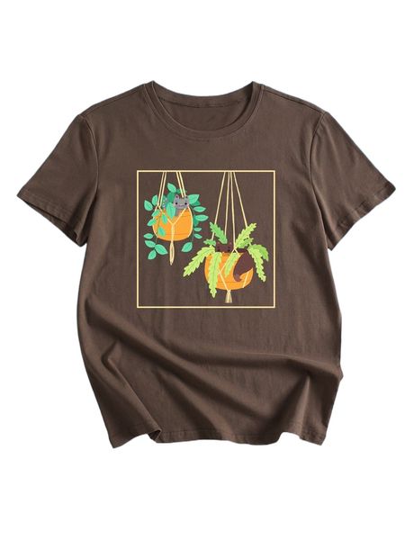 

romwe x tkcreates cartoon graphic tee i20v#, White