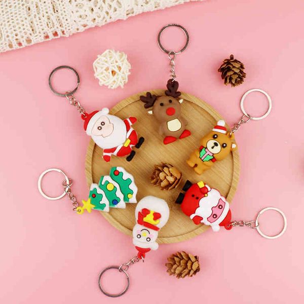 

keychains new pvc soft rubber key chain creative pendant series elderly snowman elk threedimensional doll, Silver
