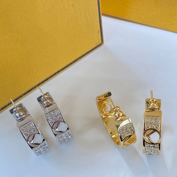 

stud earrings silver gold big circle earrings designer for women letter earring luxurys designers hoop f earring with diamond d2201576919, Golden;silver