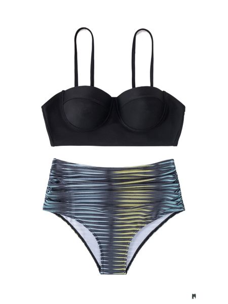 

ombre push up bikini swimsuit k7pn#, White;black