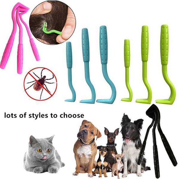 Hot 3pcs PET FLEA Tool arranhando Removedor de gancho animal de estimação cão grooming suprimentos tick sicker pulga ferramenta de remoção pente pet