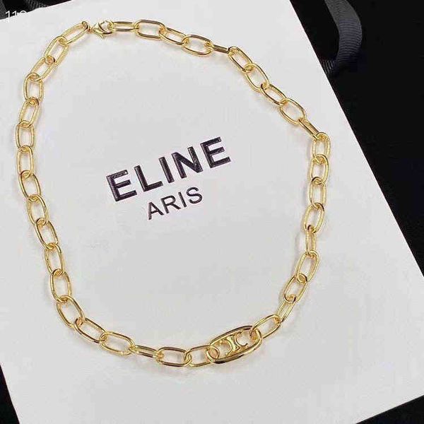 

necklace personality designer simple chain triumphal arch brass material fashion versatile collarbone for men and women, Black