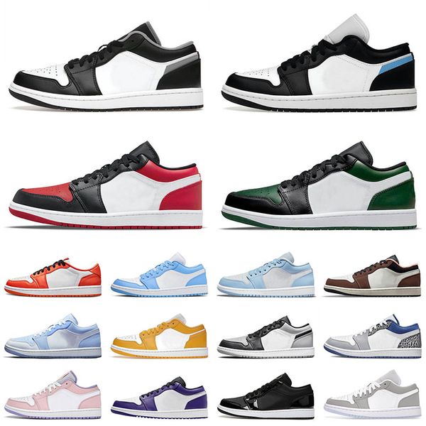 

big size us 12 jumpman trainers basketball shoes 1 low aluminum mighty swooshers light chocolate bred toe shadow pollen mocha unc 1s sneaker, White;red