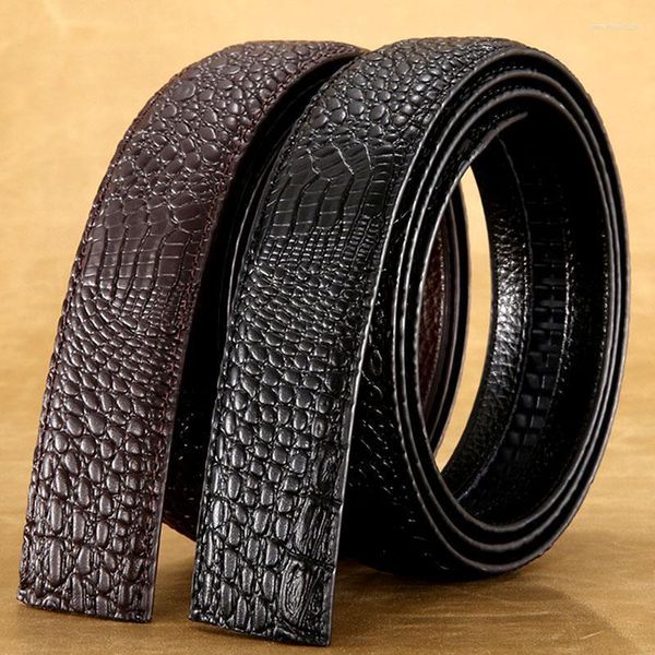 Cinture da 3,5 cm Crocodile vera vera vera pelle per la cintura da cowboy di cowboy marrone nera automatico no senza proiettili emel22