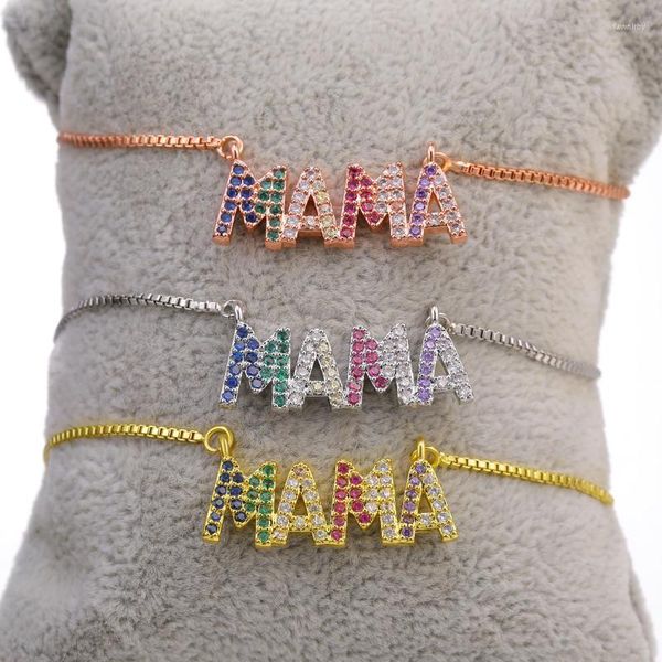 Cadeia de link Juwang Creative DIY Mulheres pulseiras pulseiras jóias jóias zircônia cúbica Mama Bracelets para presentes do dia das mães Fawn22