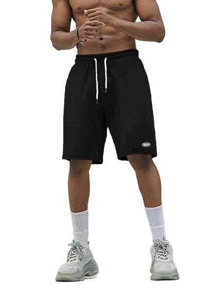 

men drawstring waist letter patched detail shorts s3xq#, White;black