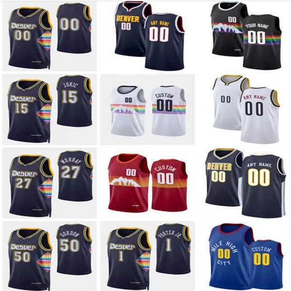 

75th custom denver''men nuggets''jersey womns youth nikola 15 jokic''jamal 27 murray 50 aaron gordon 1 michael, Black;red