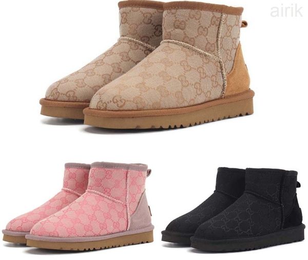

sell fashion ginu combination merge stitching short mini women snow boots keep warm boot classical womens boots winter shoes free, Black