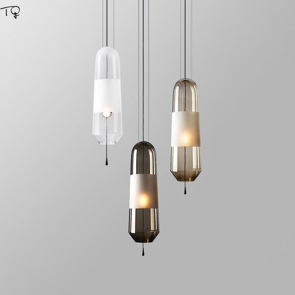 Lampade a sospensione Nordic Luxury Modern Glass Lights Smoke Grey Ambra Camera da letto Comodino Coffee Cafe Restaurant Bar Apparecchi di illuminazione per cucinaPendente