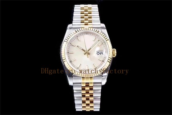 

new 36mm diamond dial mens automatic cal.3235 watch men gold steel jubilee bracelet 126333 eta date 116233 flute bezel mechanical watches, Slivery;brown