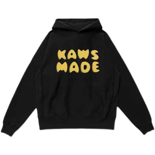 

men's hoodies nigo human made kaws co branded letter print hoodie autumn plush couple pullover trend, Black
